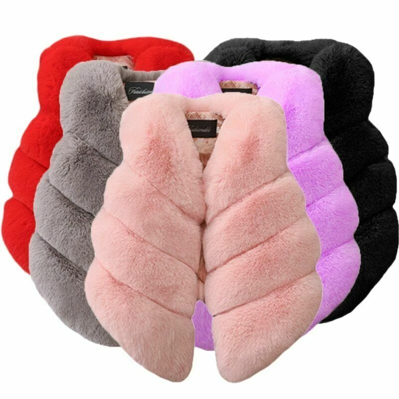 Baby Girls Faux Fur Vest Outfits Christmas Winter Kids Vest