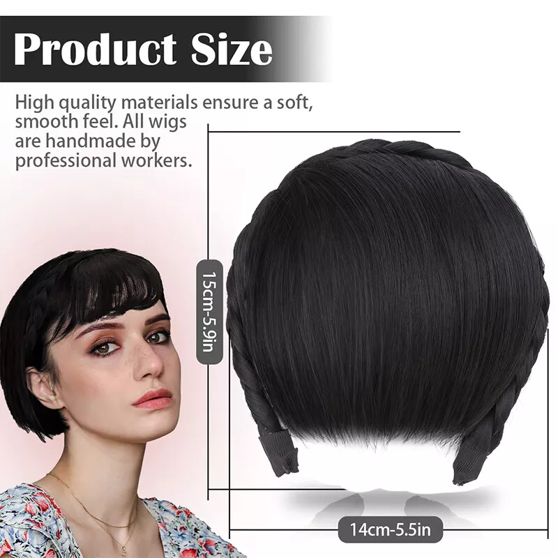 Bangs Hairband Women Girls Fringe Bangs with Braids Headband Hair Extensions - Picture 4 of 14