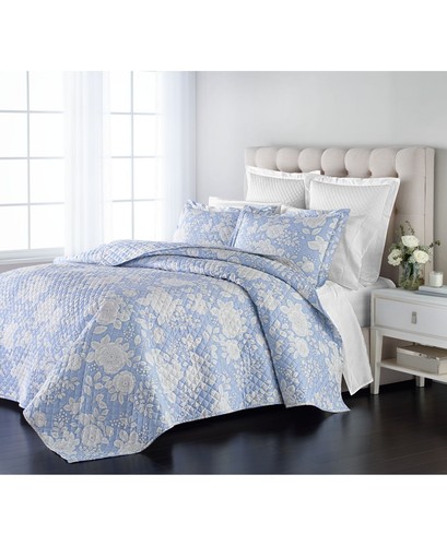 Charter Club Damask Quilted Printed Cotton Euro Sham, Blue, 26x26 - Picture 2 of 4