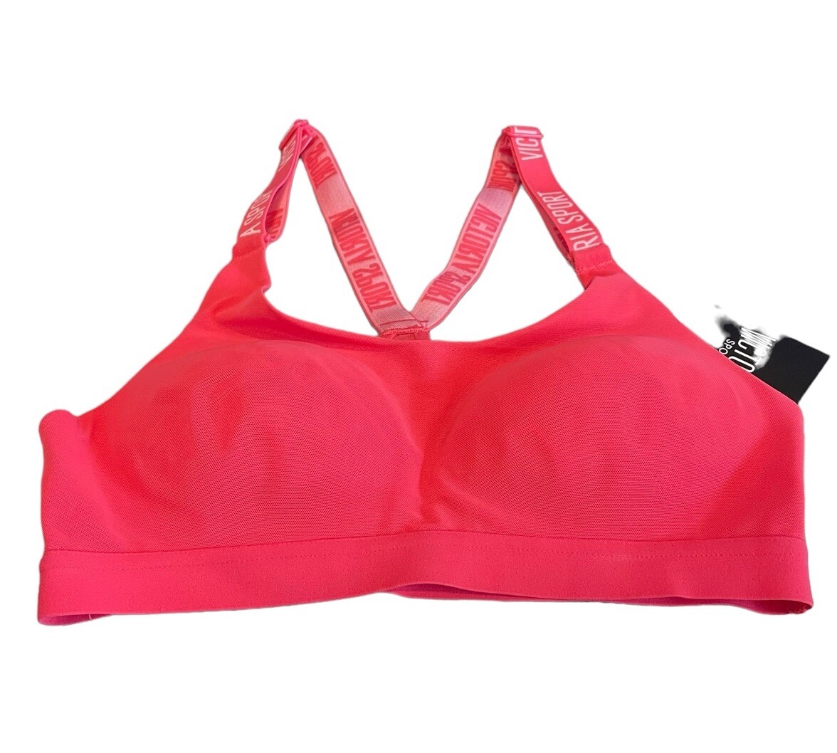 Victoria's Secret Sports Bra Size 32D Pink Cross Back Bra NWT