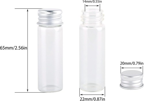 24 Tiny Jars with Aluminum Screw Lids 15ml Small Glass Bottles Clear Mini Via - Picture 3 of 6