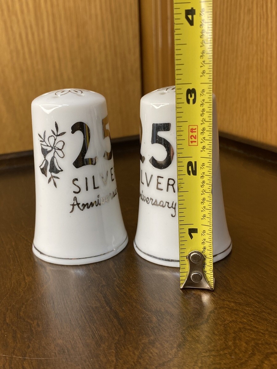 Salt and Pepper Shakers ~ 25th Silver Anniversary~ Made in