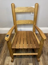 Handcrafted Wooden Child's Rocking Chair Slat Seat Solid Wood