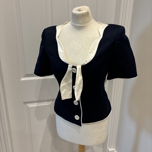 VALENTINO Boutique Women's UK Size 6 Navy Vintage Button-Up Jacket Pre Loved
