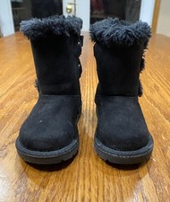 EUC Toddler Girls Black Airwalk Myra Lace Bow Boots, Size 6