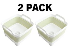 2 PACK Green Collapsible Sink with Drain Wash Basin Camping Kitchen Laundry Tub
