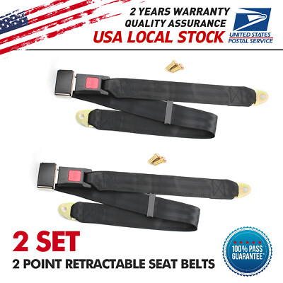 Universal 2 Point Retractable Car Seat Belt Bolt Automatic Safety Strap Buckle