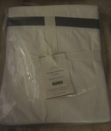 Pottery Barn Foundations Morgan Bed Skirt Gray Trim - Cal King - NWT