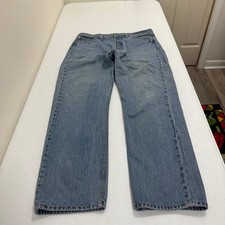 Vintage Levis 501 Light Wash Straight Leg Button Fly Jeans Blank Red Tab 34x31.5