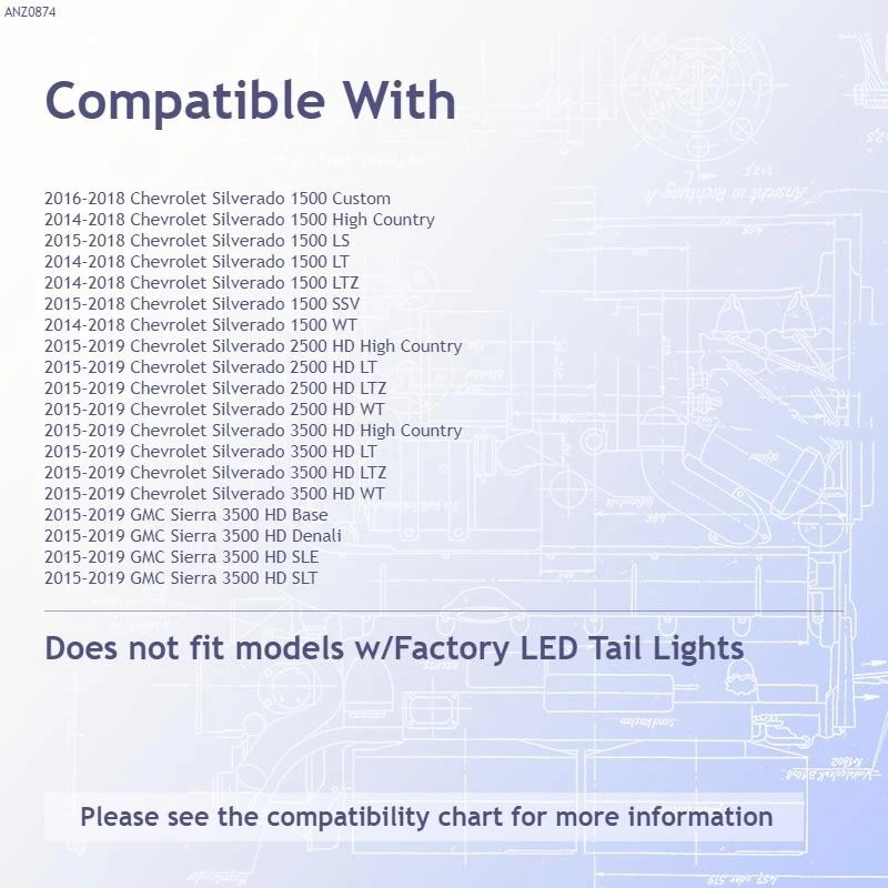 Black Smoke Lens Taillights w/Light Bar for 14-18 Chevy Silverado 1500 w/o LED - Image 3 of 4