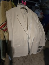 Men's 37R 36 Waist Jean Yves White Tuxedo Jacket with Pants