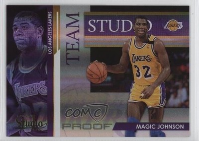 2009 Panini Studio Team Proofs 38/199 Magic Johnson Kareem Abdul-Jabbar HOF 9v7