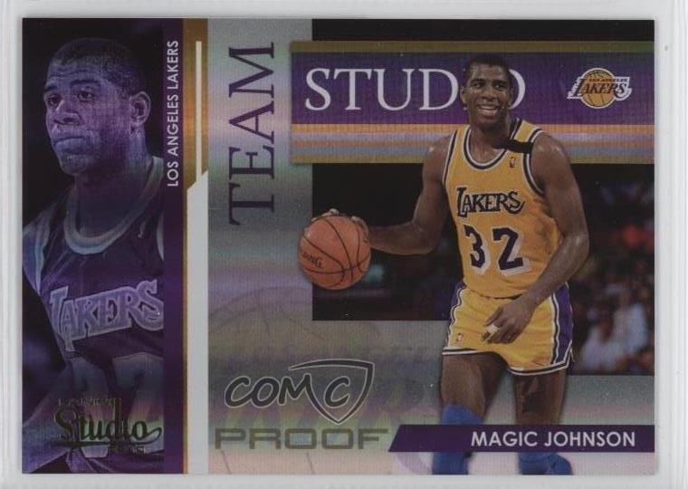2009 Panini Studio Team Proofs 38/199 Magic Johnson Kareem Abdul-Jabbar HOF 9v7