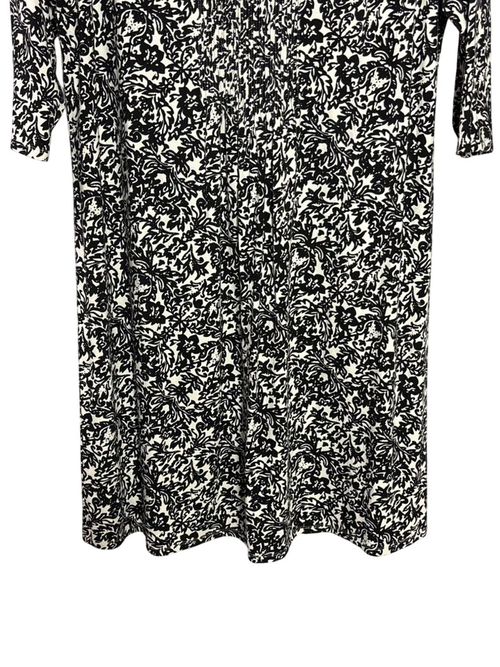 J. Jill Wearever Collection Black White Abstract Floral Midi Shift Dress 1X - Image 3 of 4