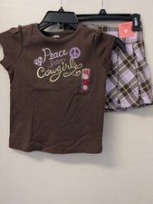Gymboree Girls Peace Love Cowgirls Top Shirt Plaid Skirt Skort NEW 5 5T NWT