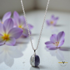 COLLANA DONNA ARGENTO 925 RODIATO PIETRA NATURALE AMETISTA BICOLORE