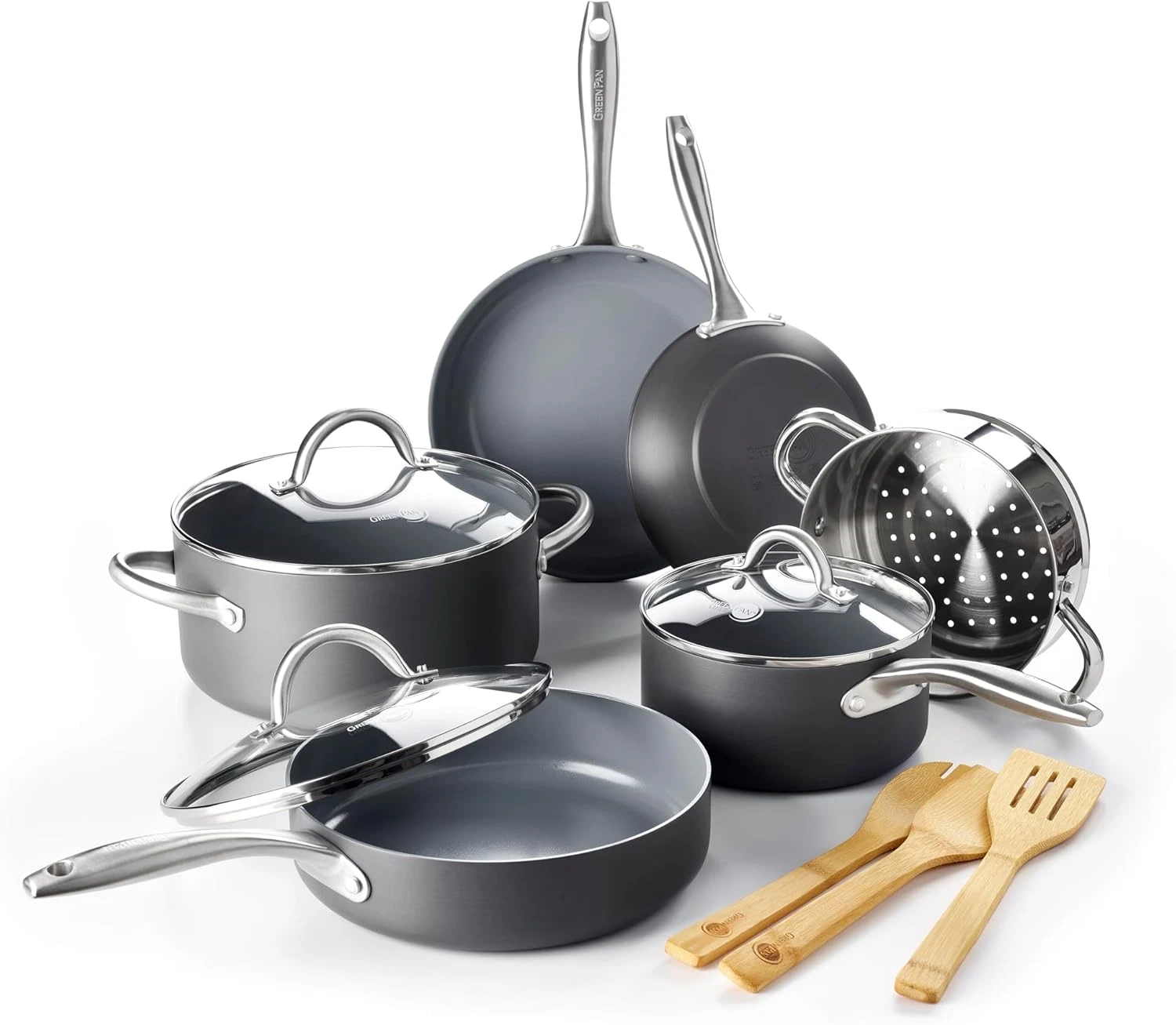 Lima Hard Anodized Healthy Ceramic Nonstick 12 Piece Cookware Pots and Pans Set,