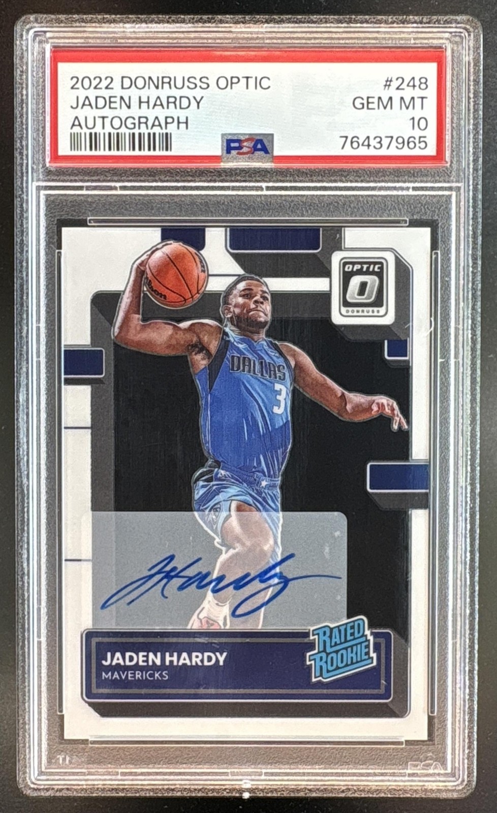 2022 Panini Donruss Optic Jaden Hardy #248 Rated Rookie Signatures Auto PSA 10