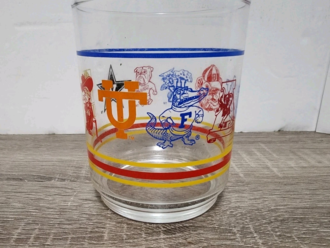 Vtg Southeastern Conference Highball Glass College Logos SEC Florida Alabama LSU
