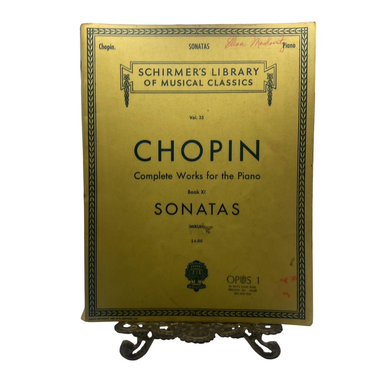 Vintage G Schirmer Chopin Complete Works Piano Sonatas Book XI