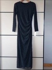 New Collection Made In Italy Sheer Long Black Dress With Dimontes Size Xl Bnwt