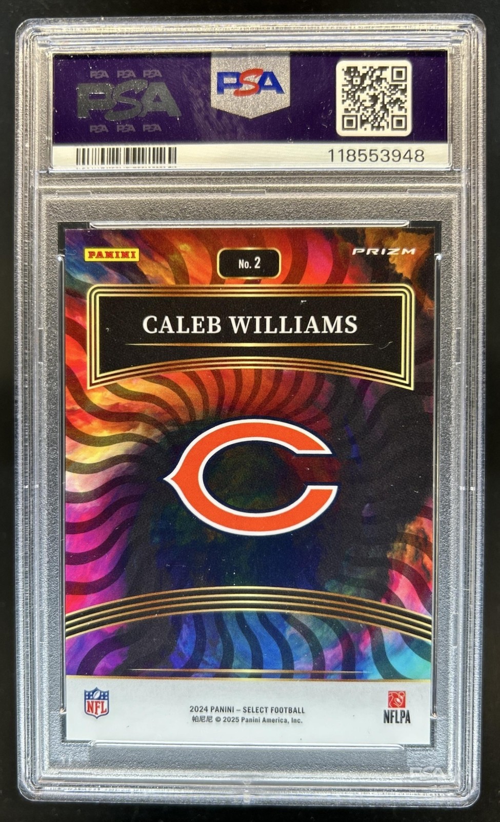 2024 Panini Select Caleb Williams Color Wheel RC SP Rookie #2 Bears PSA 10 view 2