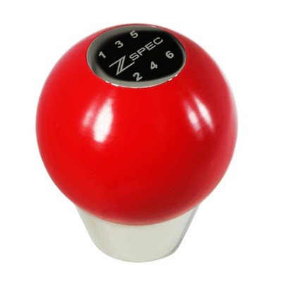 ZSPEC Shift Knob, M8-1.25, Delrin & Stainless, 6-Speed Shift Pattern Coin Red