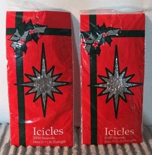 2 Vtg Packs 2000 strand Icicles Foil Silver Christmas Tree Tinsel Decoration 18"