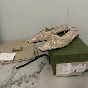 Ballerines plates GUCCI Demi Crystal GG Slingback taille 40,5 neuves
