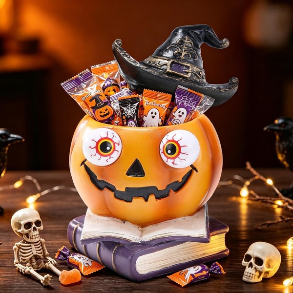 Halloween Deko KüRbis BonbonbehäLter 17,8 Cm Figuren Tischdeko Harz-image