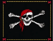 Jolly Roger Pirate Skull Black Old Style Flag Deluxe Polar Fleece 50X60" Blanket
