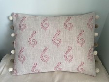 Susie Watson Rose Shalini Linen Fabric  /Plain Back Pom Pom cushion cover
