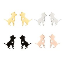 Stainless Steel Tiny Puppy Dog Stud Earrings Set for Women Cute Labrador Retriev