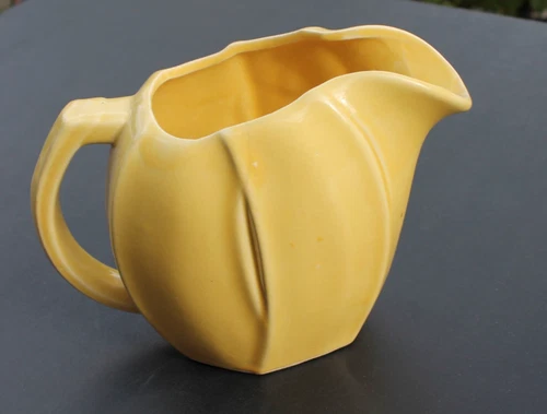 Vintage Oh Boy McCoy! 1940s 6" Tulip Pitcher Yellow 32 Oz Made in USA