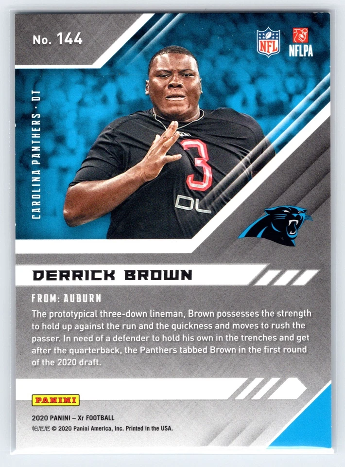 2020 Panini XR Red #144 Derrick Brown /249 - NM-MT - Image 2 of 3