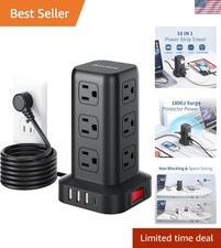 Versatile 6.5FT Power Strip with 4 USB Ports and 12 AC Outlets for Home  Office