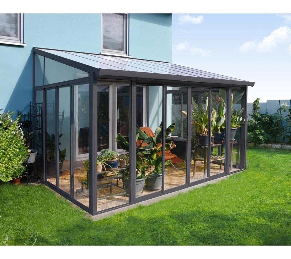 Toit de terrasse abri véranda aluminium Canopia anthracite 277 x 435 x 310 cm - Photo 3/4