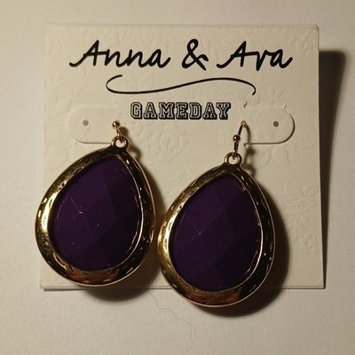 Anna & Ava Purple Gold Teardrop Metal Dangle Earrings Hook Closure