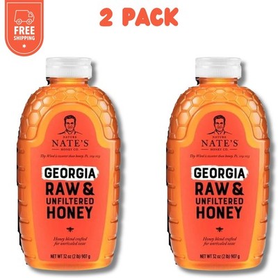 Pack of 2- Nature Nate's Georgia Honey: 100% Pure, Raw and Unfiltered Honey