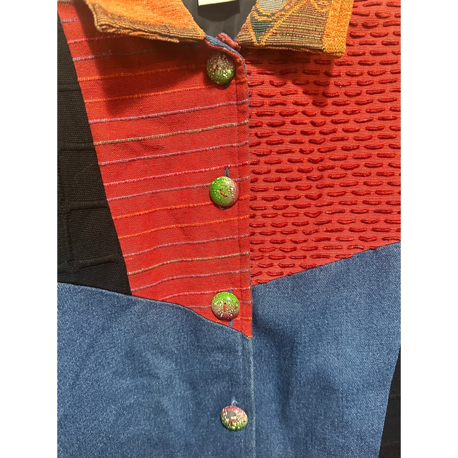 Parsley & Sage Jacket M Patchwork Multicolor Butt… - image 6