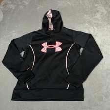 Under Armour Hoodie Womens Medium Black Pink RealTree Camo Hooded Sweatshirt