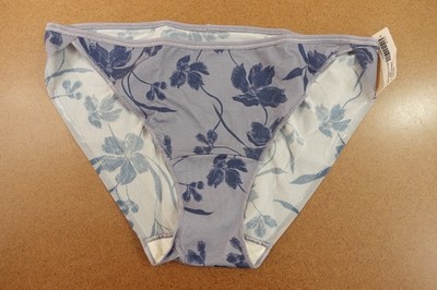 Soma Womens Large Lavender Floral Print Vanishing Edge Micro Bikini Panty NWT