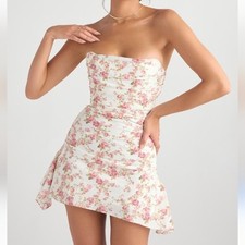NWT House of CB "Jasmine" Rose Print Draped Corset Dress Size L