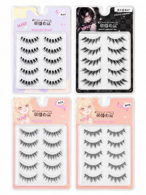 5 Pairs Anime Style False Eyelashes Natural Soft Wispy Manga Lashes Reusable