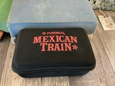 Puremco Mexican Train To Go 91 Dominoes 7 Trains Zipper Case Numbered Dominoes