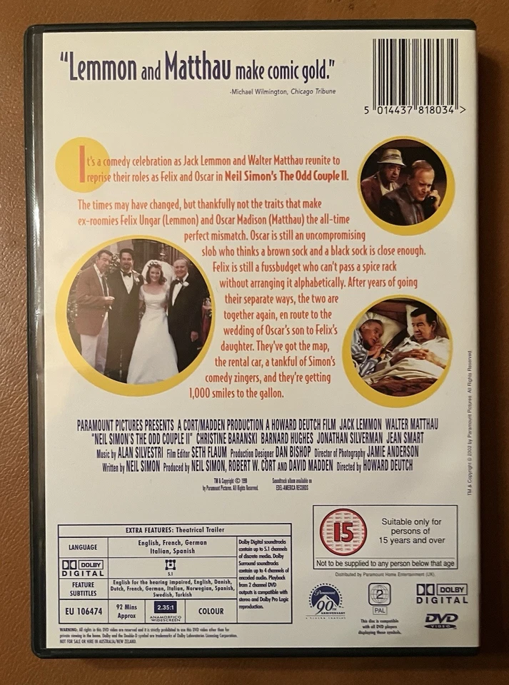 The Odd Couple II (1998) DVD Jack Lemmon & Walter Matthau - Image 2 of 3