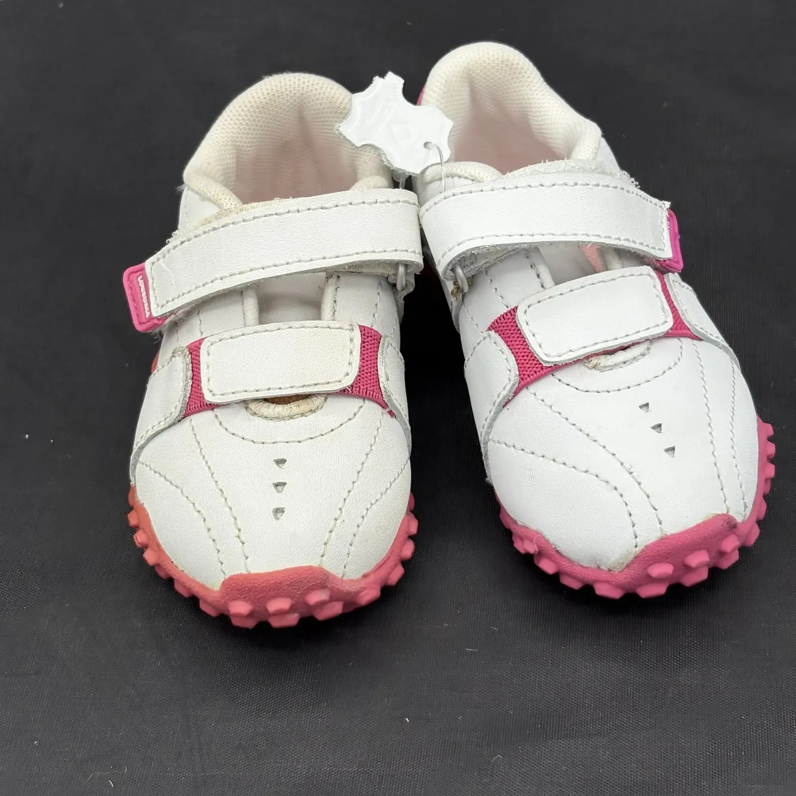 Lonsdale Fulham Girls Infant Trainers UK C3 EU 19 White Pink Hook Loop Shoes image 2