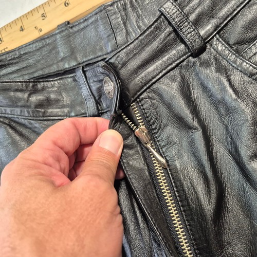 Harley Davidson schwarze Leder Nylon Hose Damen Größe 40/12W - Bild 8 von 20