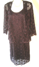R  M Richards Petite 2-Pce Dress 8P Aubergine Mother Bride/Groom Dress/Jacket