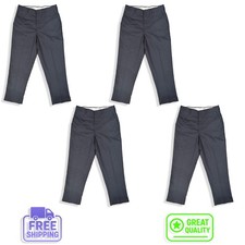 LOT of 4 Cintas Comfort Flex Work Pants Mens Charcoal Gray Size 34x32 FAST SHIP 